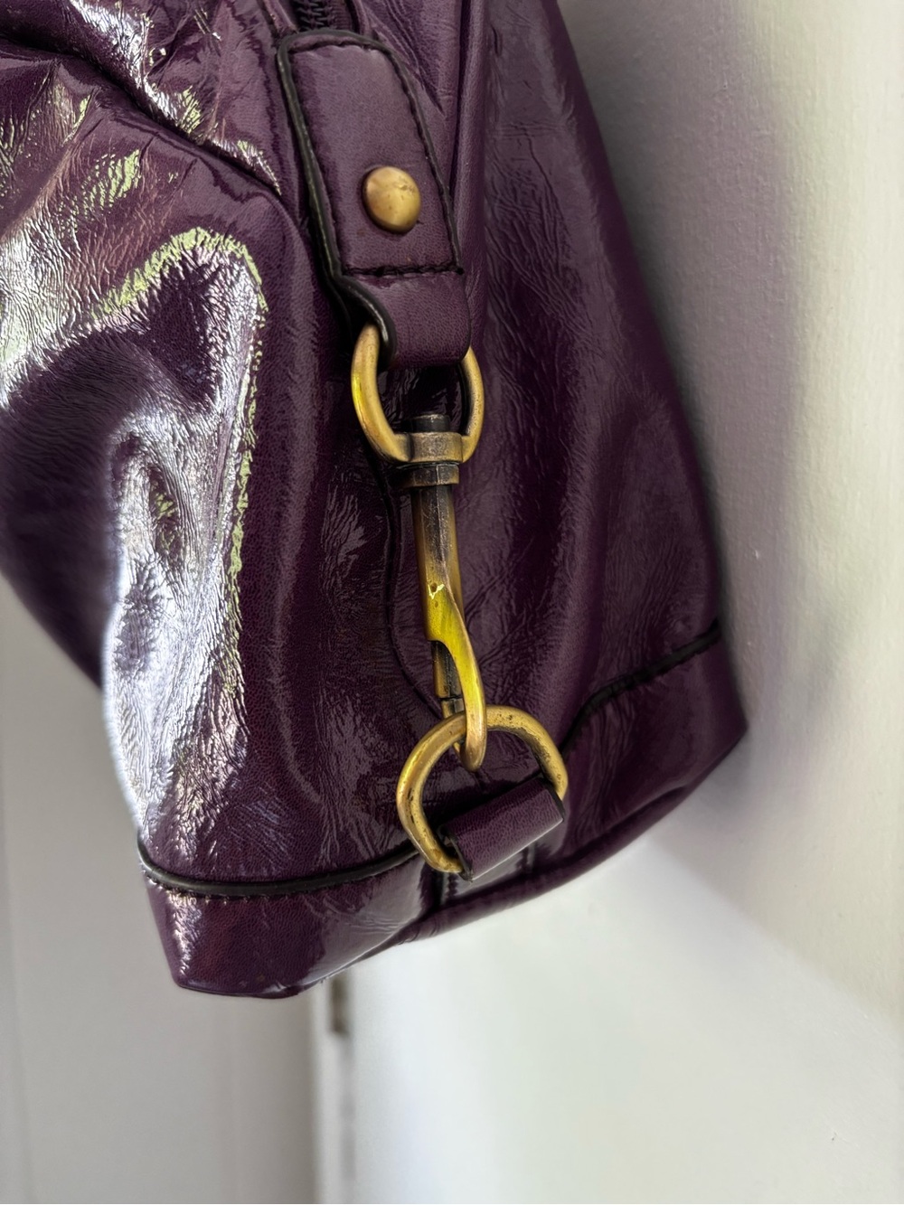 Coach 2008 Ergo Plum Purple Pleated Patent Leather Satchel Bag 10105 Y2K - Picture 3 of 8